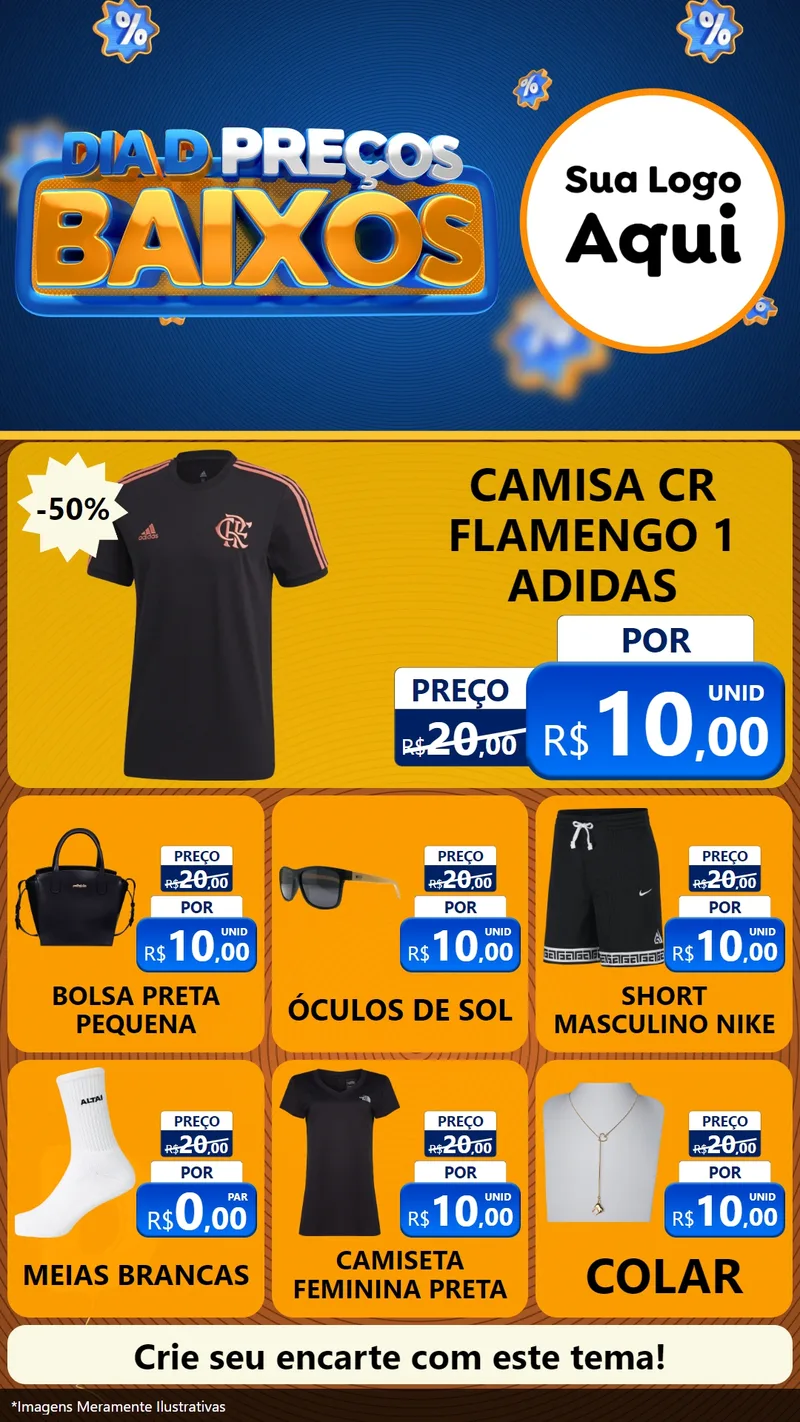 Modelo de Rede Social para Stories com o tema Dia D Preço Baixo para Roupas e acessórios