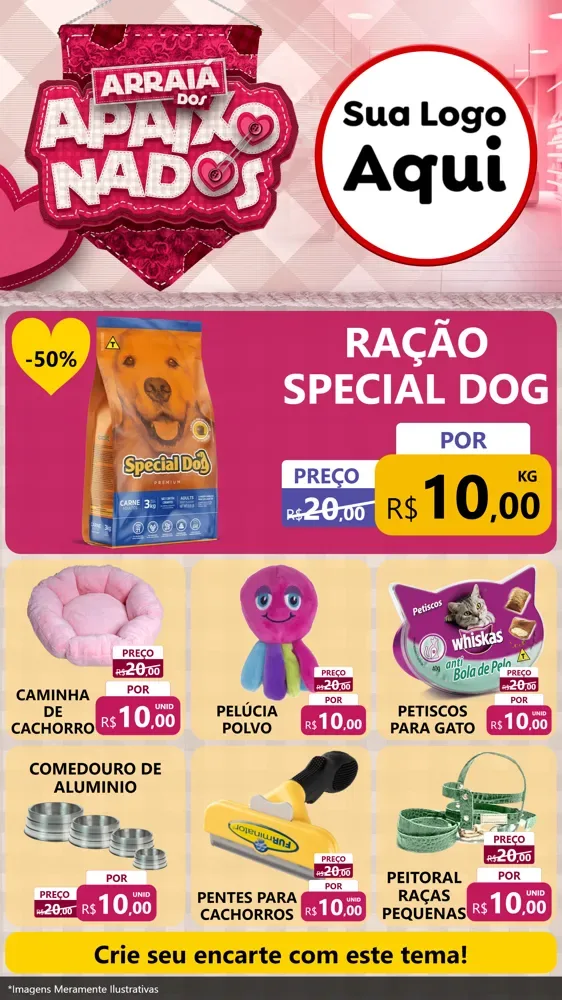 Modelo de Rede Social para Stories com o tema Arraiá dos Apaixonados - Junina para Pet Shop