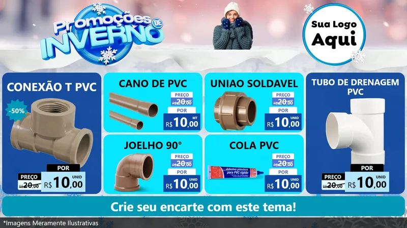 Modelo de TV para TV Horizontal com o tema Promoções de Inverno para Tubos e conexões