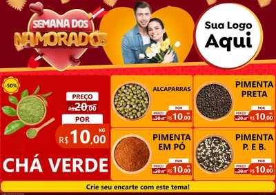 Modelo de Encarte para Encarte A4 Horizontal com o tema Semana dos Namorados para Produtos Naturais