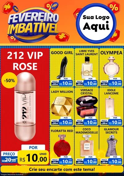 Modelo de Encarte para Encarte A4 Vertical com o tema Fevereiro Imbatível para Perfumes