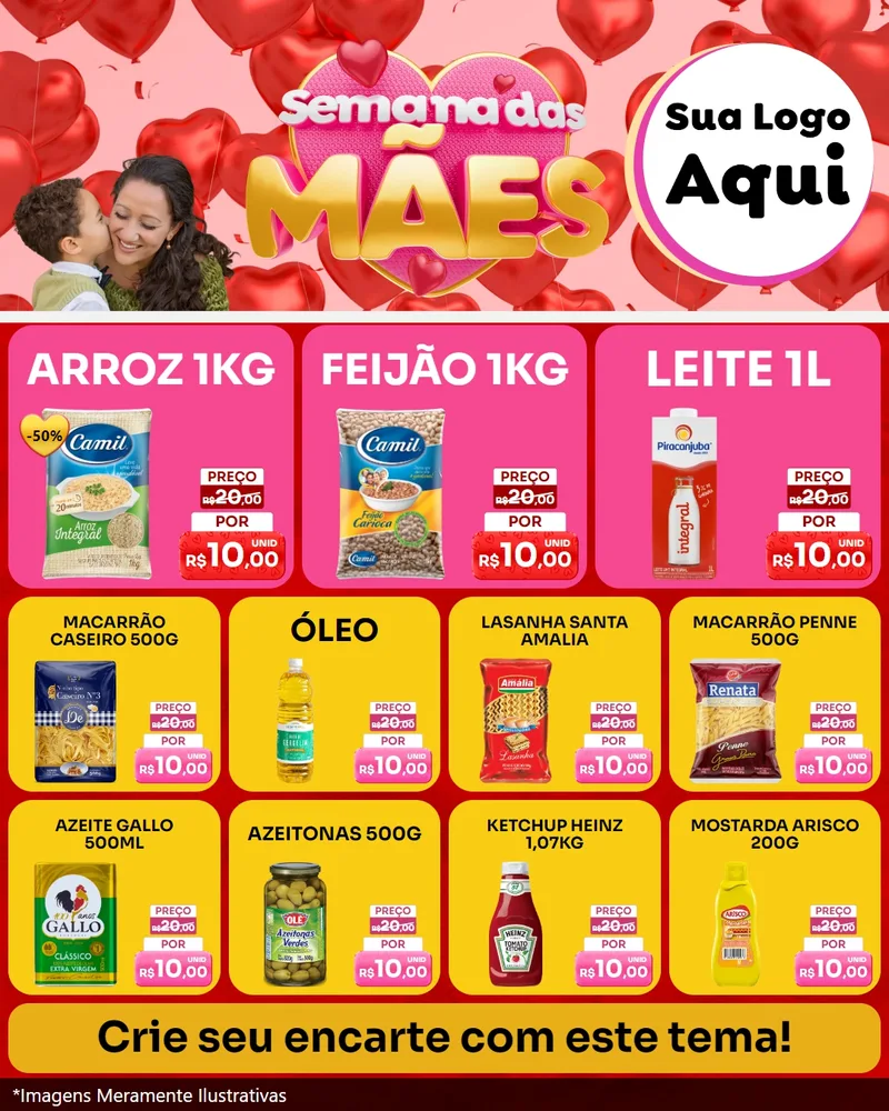 Modelo de Rede Social para Feed Instagram com o tema Semana Das Mães para Supermercado