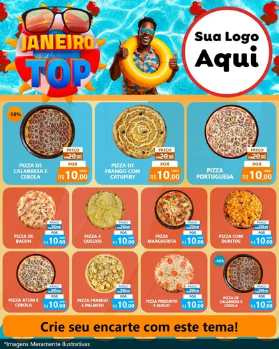 Modelo de Rede Social para Feed Instagram com o tema Janeiro Top para Pizzaria