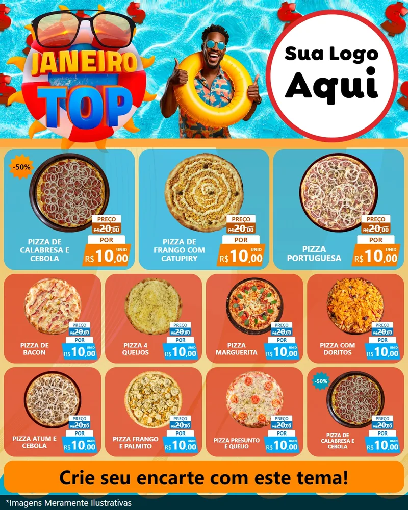 Modelo de Rede Social para Feed Instagram com o tema Janeiro Top para Pizzaria