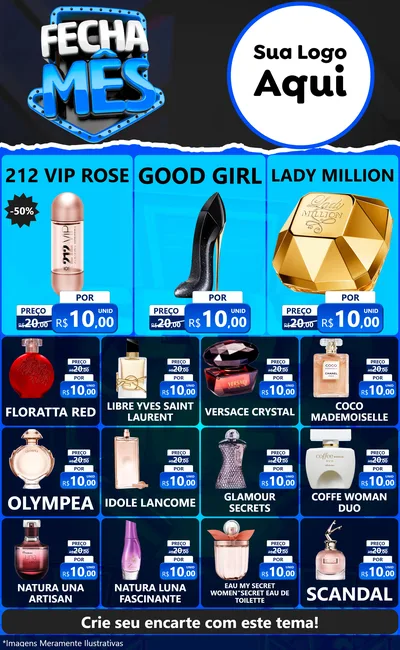 Modelo de Encarte para Encarte Grande com o tema Fecha Mês para Perfumes