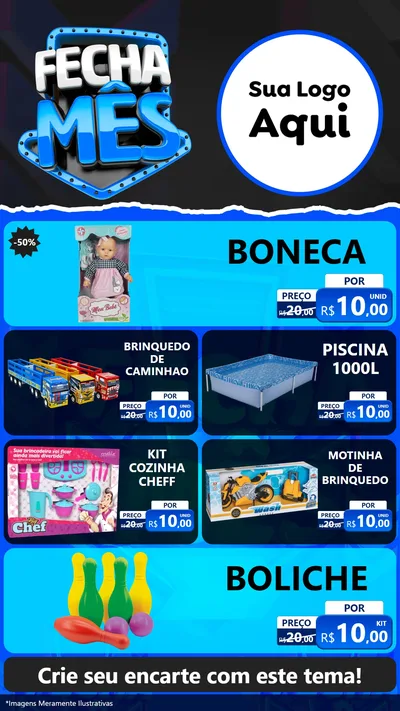 Modelo de TV para TV Vertical com o tema Fecha Mês para Brinquedos