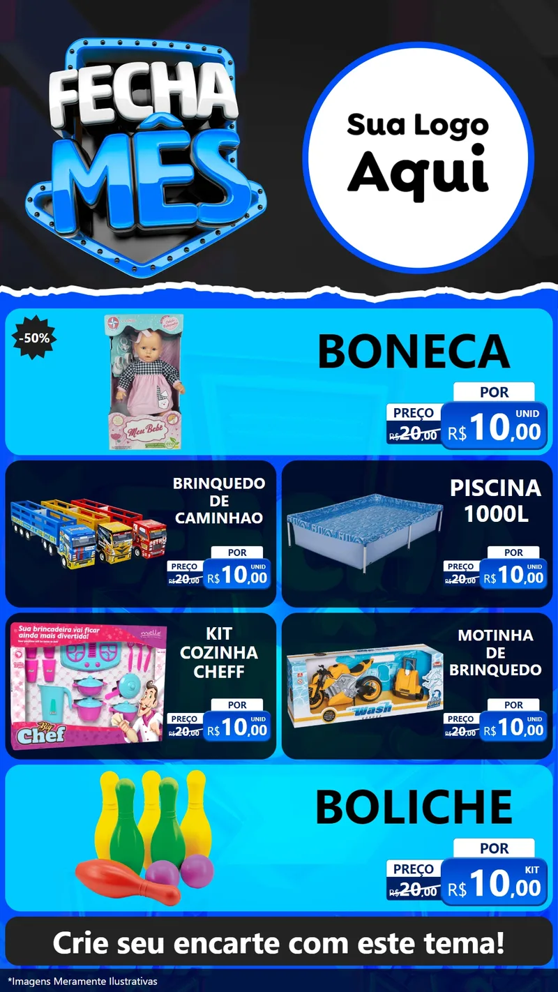 Modelo de TV para TV Vertical com o tema Fecha Mês para Brinquedos