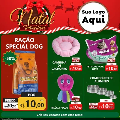 Modelo de Rede Social para Feed Facebook com o tema Natal Imperdível para Pet Shop