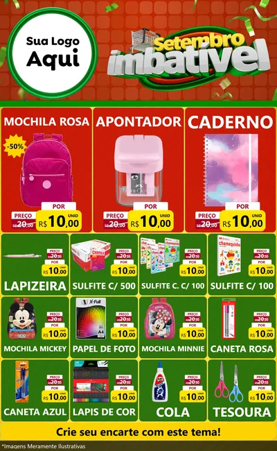 Modelo de Encarte para Encarte Grande com o tema Setembro Imbatível para Papelaria