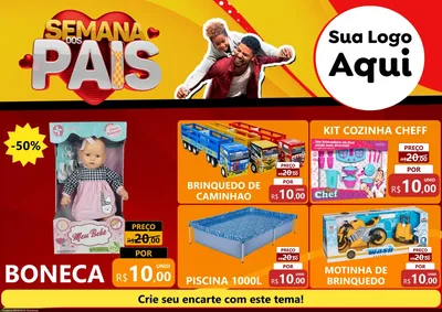 Modelo de Encarte para Encarte A4 Horizontal com o tema Semana Dos Pais para Brinquedos