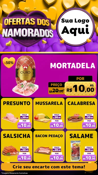 Modelo de Rede Social para Stories com o tema Oferta Dos Namorados para Frios e Laticínios