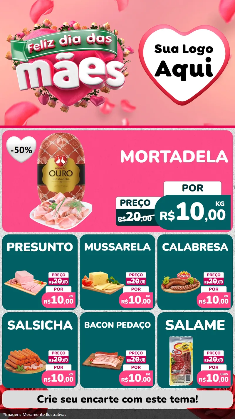 Modelo de Rede Social para Stories com o tema Feliz Dia das Mães para Frios e Laticínios