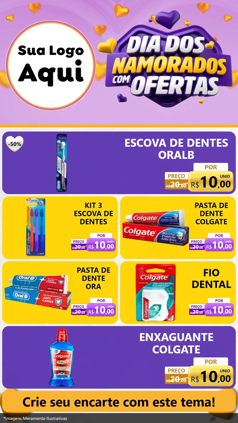 Modelo de TV para TV Vertical com o tema Dia Dos Namorados Com Ofertas para Higiene Pessoal