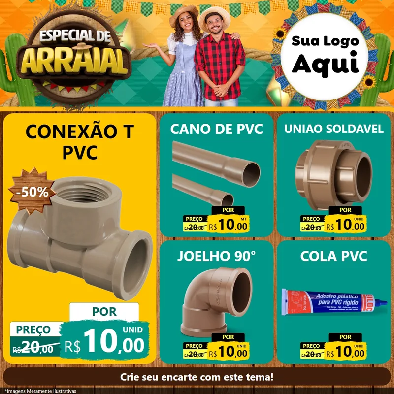 Modelo de Rede Social para Feed Facebook com o tema Especial De Arraial para Tubos e conexões