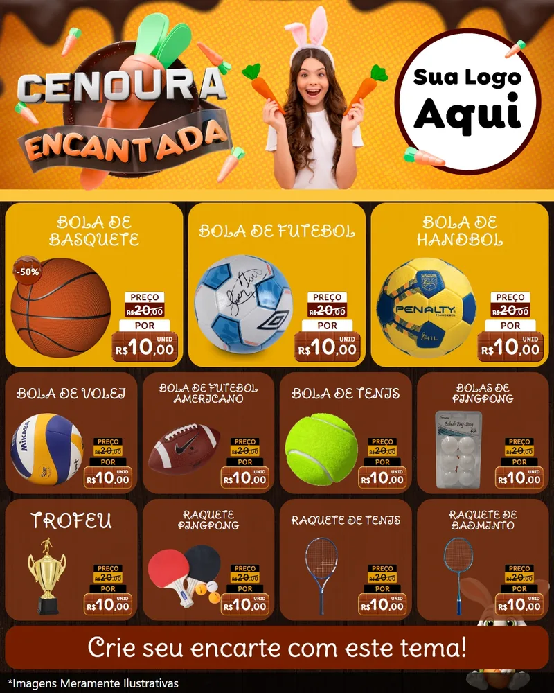 Modelo de Rede Social para Feed Instagram com o tema Cenoura Encantada - Páscoa para Artigos Esportivos