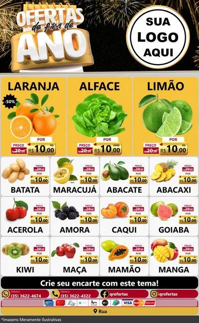 Modelo de Encarte para Encarte Grande com o tema Ofertas de Fim de Ano para Hortifrúti