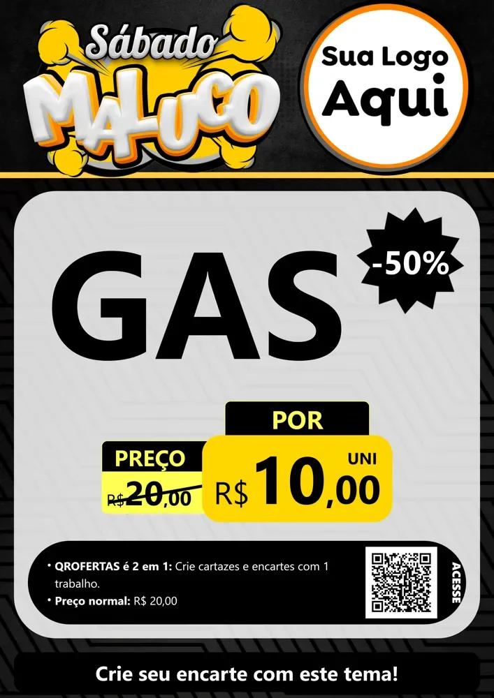 Modelo de Cartaz para Cartaz A4 Vertical com o tema Sábado Maluco para Água e gás