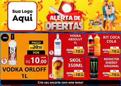 Modelo de Encarte para Encarte A4 Horizontal com o tema Alerta de Ofertas para Distribuidora de bebidas