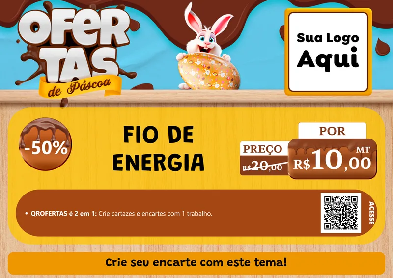 Modelo de Cartaz para Cartaz A4 Horizontal com o tema Ofertas de Páscoa para Materiais Elétricos