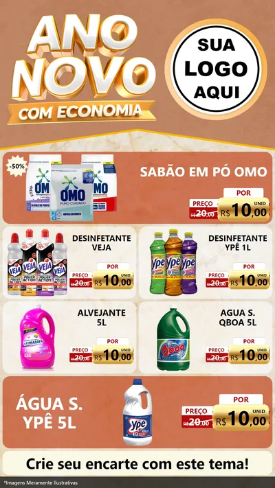 Modelo de TV para TV Vertical com o tema Ano Novo Com Economia para Produtos de Limpeza