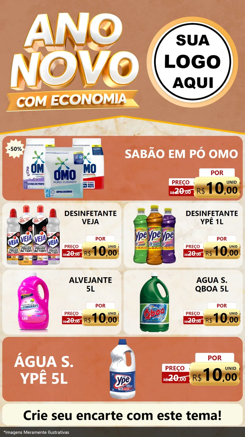 Modelo de TV para TV Vertical com o tema Ano Novo Com Economia para Produtos de Limpeza