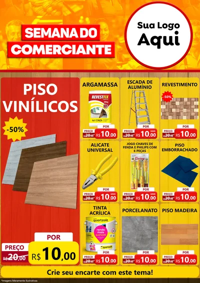 Modelo de Encarte para Encarte A4 Vertical com o tema Semana do Comerciante para Material para Construção
