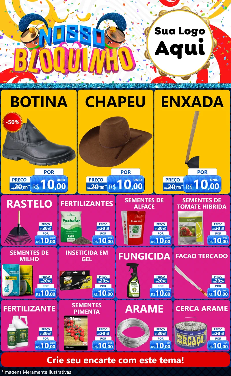 Modelo de Encarte para Encarte Grande com o tema Nosso Bloquinho para Agropecuária