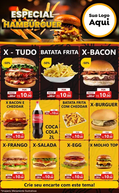 Modelo de Encarte para Encarte Grande com o tema Especial Hambúrguer para Hamburgueria