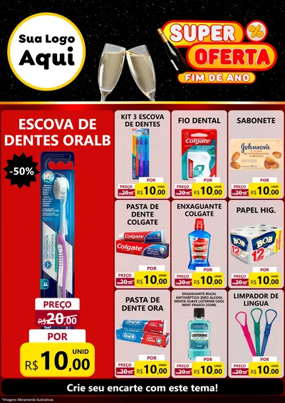 Modelo de Encarte para Encarte A4 Vertical com o tema Super Oferta Fim de Ano para Higiene Pessoal