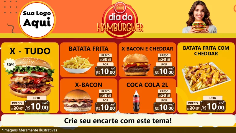 Modelo de TV para TV Horizontal com o tema Dia Do Hambúrguer para Hamburgueria