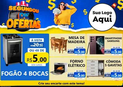 Modelo de Encarte para Encarte A4 Horizontal com o tema Segundou de Ofertas para Móveis e Eletro