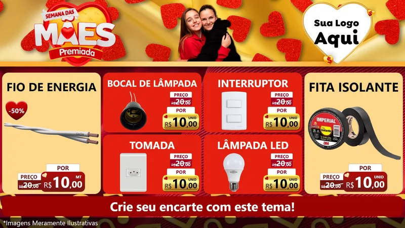 Modelo de TV para TV Horizontal com o tema Semana das Mães Premiada para Materiais Elétricos