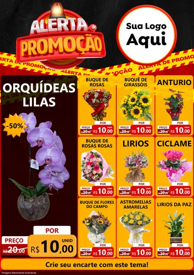 Modelo de Encarte para Encarte A4 Vertical com o tema Alerta de Promoção para Floricultura e jardim