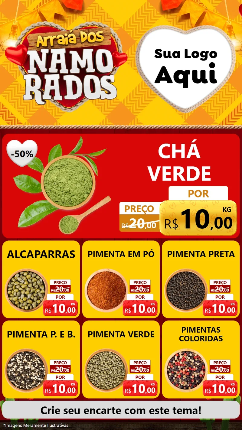 Modelo de Rede Social para Stories com o tema Arraiá dos Namorados para Produtos Naturais
