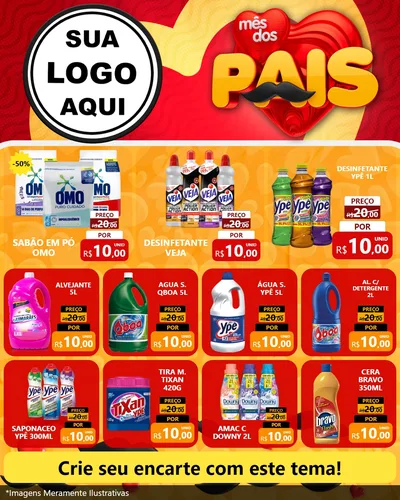 Modelo de Rede Social para Feed Instagram com o tema Mês Dos Pais para Produtos de Limpeza