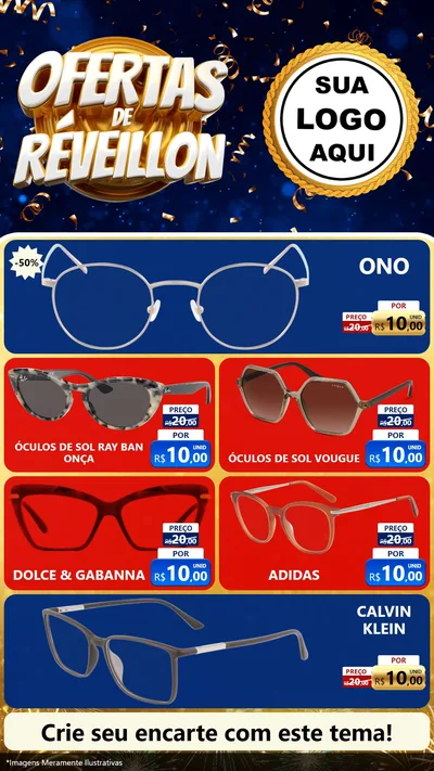 Modelo de TV para TV Vertical com o tema Ofertas de Réveillon para Óticas