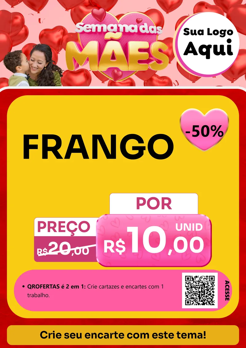 Modelo de Cartaz para Cartaz A4 Vertical com o tema Semana Das Mães para Assados