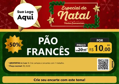 Modelo de Cartaz para Cartaz A4 Horizontal com o tema Especial de Natal para Padaria