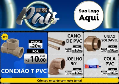Modelo de Encarte para Encarte A4 Horizontal com o tema Sorteio Dia Dos Pais para Tubos e conexões