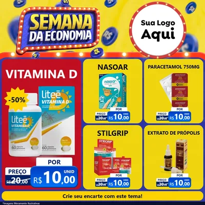 Modelo de Rede Social para Feed Facebook com o tema Semana da Economia para Farmácia