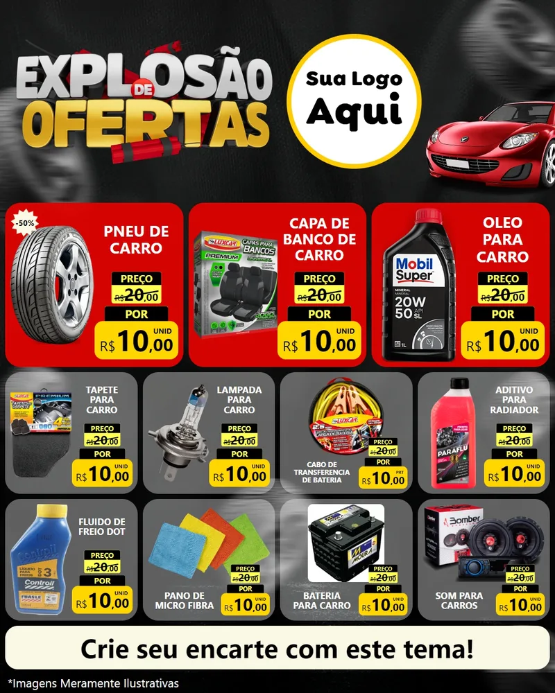 Modelo de Rede Social para Feed Instagram com o tema Explosão de Ofertas para Auto peças