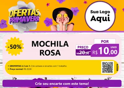 Modelo de Cartaz para Cartaz A4 Horizontal com o tema Ofertas Da Primavera para Papelaria