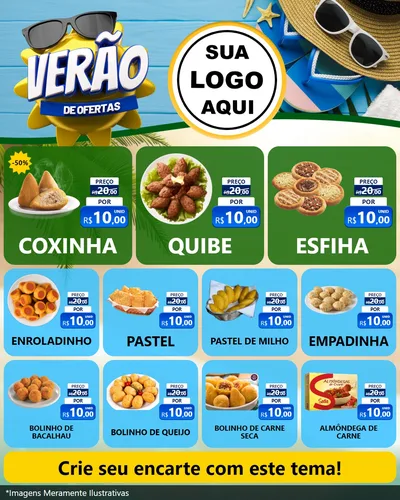 Modelo de Rede Social para Feed Instagram com o tema Verão de Ofertas para Salgadaria