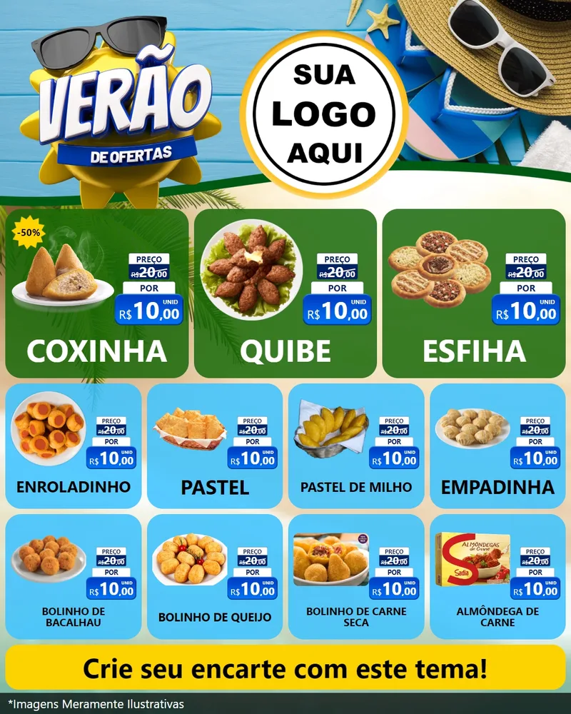 Modelo de Rede Social para Feed Instagram com o tema Verão de Ofertas para Salgadaria