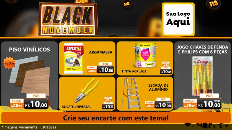 Modelo de TV para TV Horizontal com o tema Black November para Material para Construção
