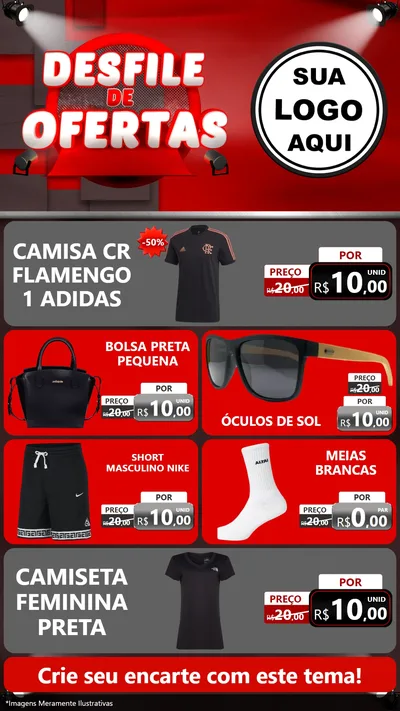 Modelo de TV para TV Vertical com o tema Desfile de Ofertas para Roupas e acessórios