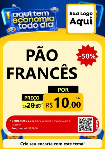 Modelo de Cartaz para Cartaz A4 Vertical com o tema Aqui Tem Economia Todo Dia para Padaria