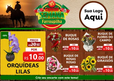 Modelo de Encarte para Encarte A4 Horizontal com o tema Especial Semana Farroupilha para Floricultura e jardim