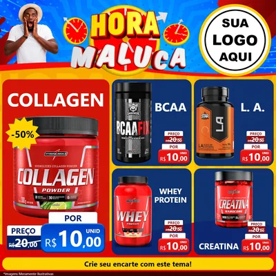 Modelo de Rede Social para Feed Facebook com o tema Hora Maluca para Suplementos alimentares