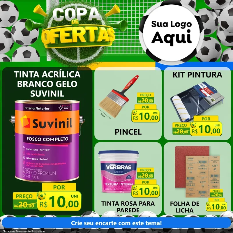 Modelo de Rede Social para Feed Facebook com o tema Copa De Ofertas para Tintas e Ferramentas